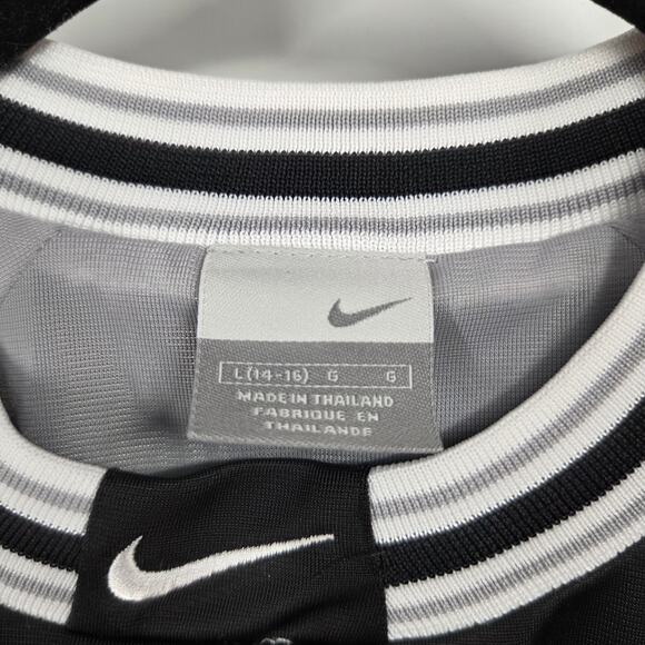 VTG Nike Hoops Big Spell out Embroidered Bball Warm Up Jersey Size L Gold Black - Picture 3 of 6